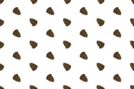 Holiday New Year and Merry Christmas Seamless Pattern Background with pine cone.のイラスト素材