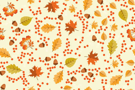 Autumn seamless pattern background with falling leaves.のイラスト素材