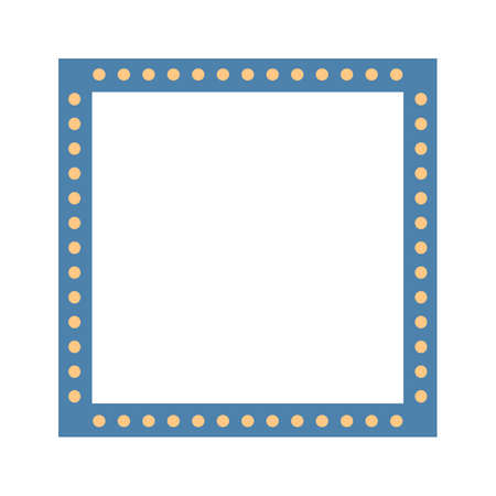 Square colorful blue frame with light bulbs. Vector Illustration.のイラスト素材
