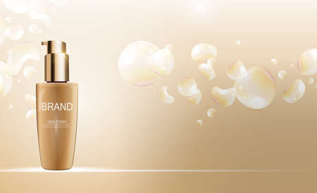 Skin Toner Bottle Tube Template for Ads or Magazine Background. 3D Realistic Vector Iillustration. EPS10のイラスト素材