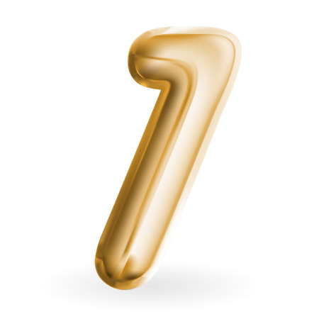 Golden Volumetric 3D Text Balloons Lettering 1 Isolated on White. vector illustration.のイラスト素材
