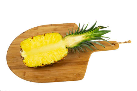 Yellow Ripe ripe pineapple on white background.の写真素材