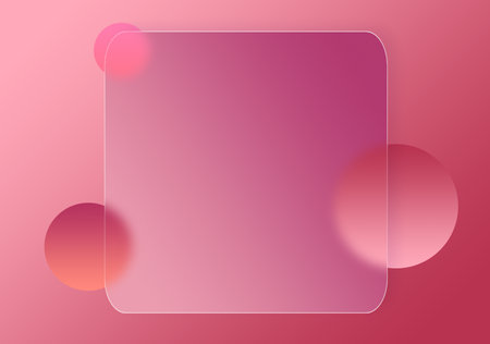 Glass Transparent Frame on Red Background.の写真素材