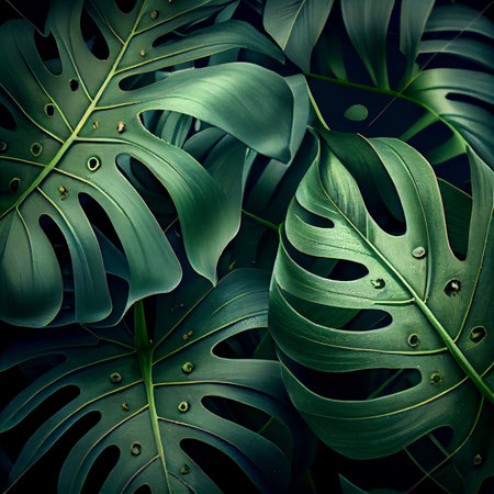 Natural Tropical Monstera Feaf Background. Generative AI.の素材