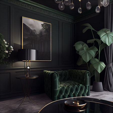 Dark Green Modern Interior Design.の素材