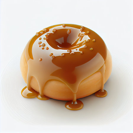 Glazed sweet realistic donut isolated on white backgroundの素材