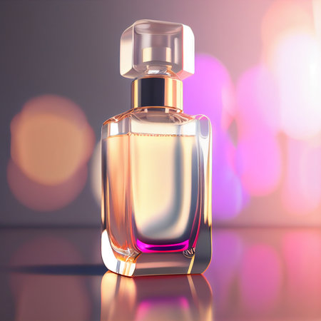 Pink Glass Elegant Perfume Bottle Illustration AI Generativeの素材
