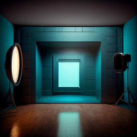 Blue studio room background with spotlight on. Illustrator AI Generativeの素材