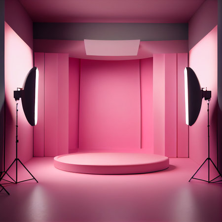 Pink studio room background with spotlight on. Illustrator AI Generativeの素材