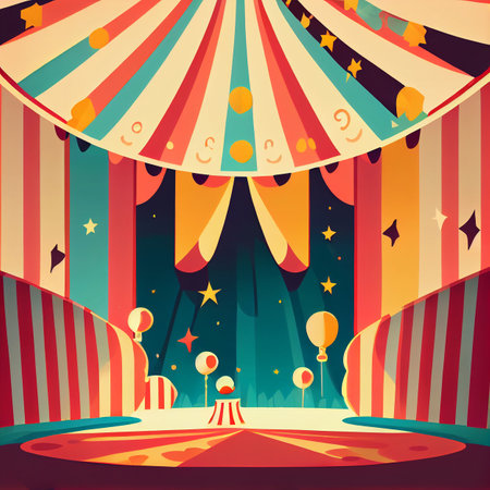 Circus Tent. cartoon invitation. Illustration AI Generativeの素材