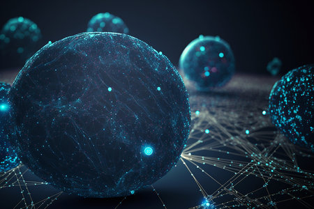 Abstract lines and dots connect background. Illustration Generative AIの素材