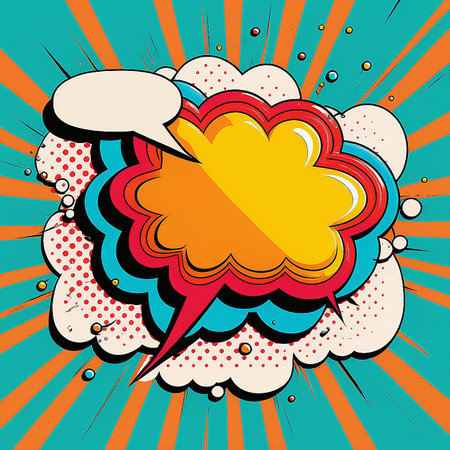 Pop Art Speech Bubble Background. Illustration Generative AIの素材