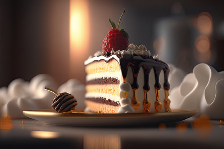 Birthday Background with Cake. Illustration AI Generativeの素材