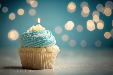 Beautiful birthday cupcake. AI Generative illustrationsの素材