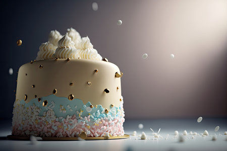 Birthday Background with Cake. Illustration AI Generativeの素材