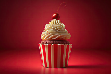 Beautiful birthday cupcake. AI Generative illustrationsの素材