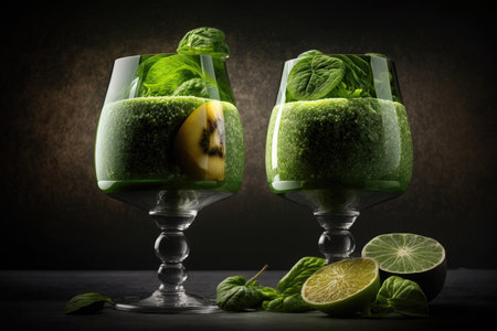 Green Organic Smoothies. Illustration AI Generativeの素材