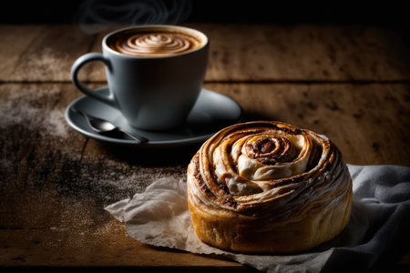 ?innamon bun and coffee. Illustration AI Generativeの素材