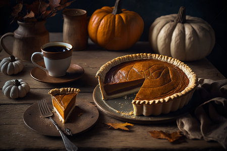 Pumpkin pie. Illustration AI Generativeの素材