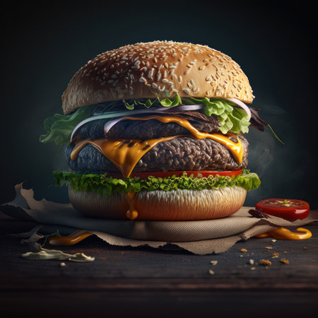 Tasty Beef Burger. Illustration AI Generativeの素材