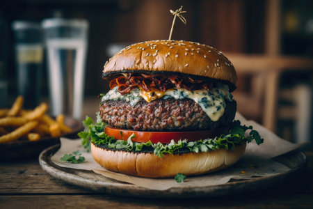 Tasty Beef Burger. Illustration AI Generativeの素材