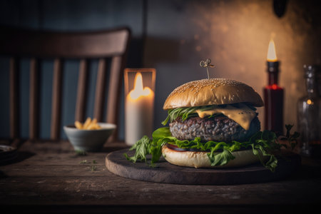 Tasty Beef Burger. Illustration AI Generativeの素材