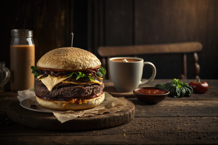 Tasty Beef Burger. Illustration AI Generativeの素材