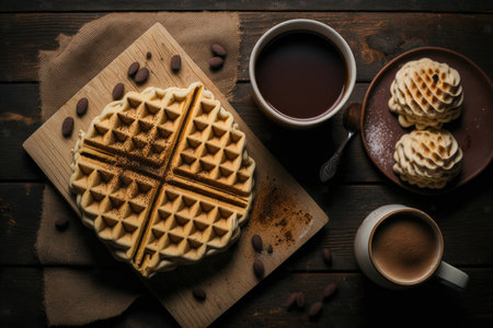 breakfast waffles. Illustration Generative AIの素材