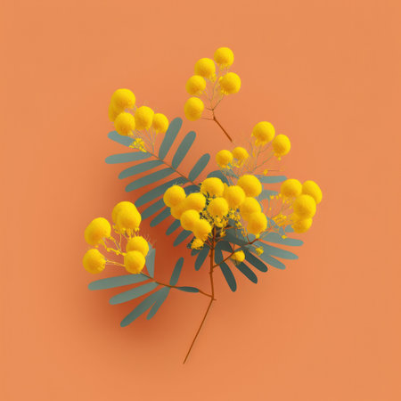 Spring Mimosa flower background. Illustration Generative AIの素材
