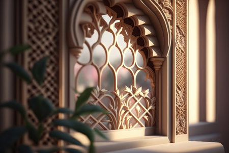Arabic style window. Illustration Generative AIの素材
