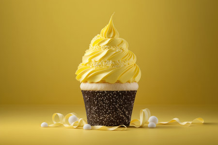 yellow cupcake. Illustration Generative AIの素材
