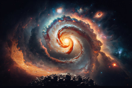 space galaxy background. Illustration AI Generativeの素材