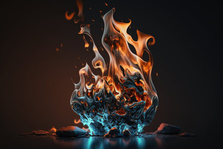 fire wallpaper realistic blazing flame. Illustration AI Generativeの素材
