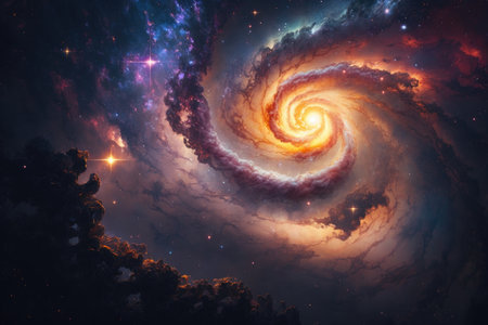 space galaxy background. Illustration AI Generativeの素材