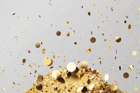 Party Golden Confetti Background Illustration AI Generativeの素材