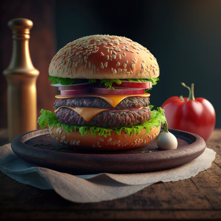 rustic burger. Illustration AI Generativeの素材