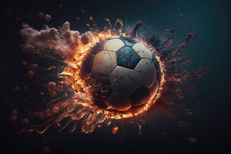 Soccer Ball on Fire. Illustration Generative AIの素材
