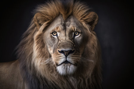 Wild Animal Lion Portrait. Illustration AI Generativeの素材