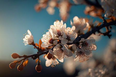 Pink Spring Sakura Natural Background. Illustration Generative AIの素材