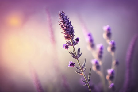 Lavender field. Illustration Generative AIの素材