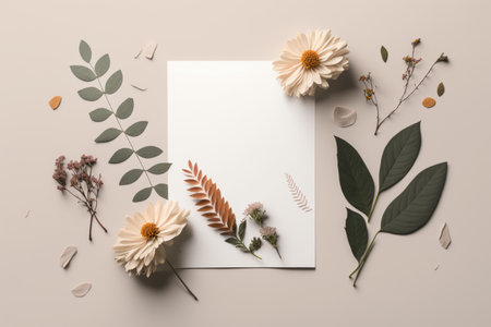 Artistic mockup with beautiful flowers. Illustration Generative AIの素材