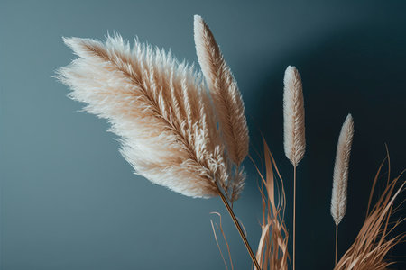 Banner the pampas grass. Reed Plume Stem Dried Pampas. Illustration Generative AIの素材