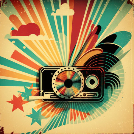 colorful vintage retro background. Illustration Generative AIの素材