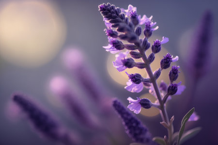 Lavender field. Illustration Generative AIの素材