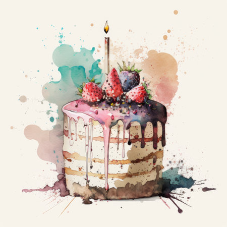 Watercolor copy space realistic childish colorful birthday. Illustration AI Generativeの素材