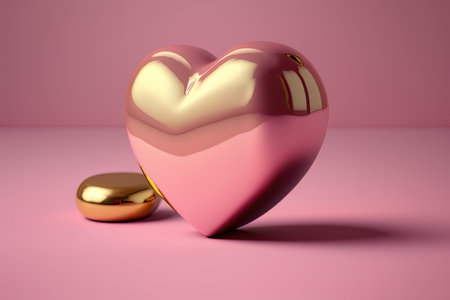 little Pink heart on pink background for Valentines Day. Illustration Generative AIの素材