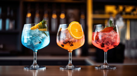 Alcoholic cocktail set. Illustration Generative AIの素材