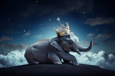 Elephant sleeps in the cloud. Illustration Generative AIの素材