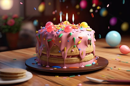 birthday party cake. Illustration Generative AIの素材