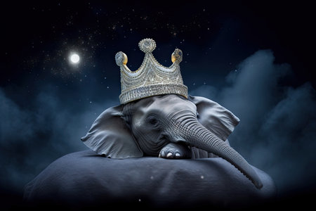 Elephant sleeps in the cloud. Illustration Generative AIの素材